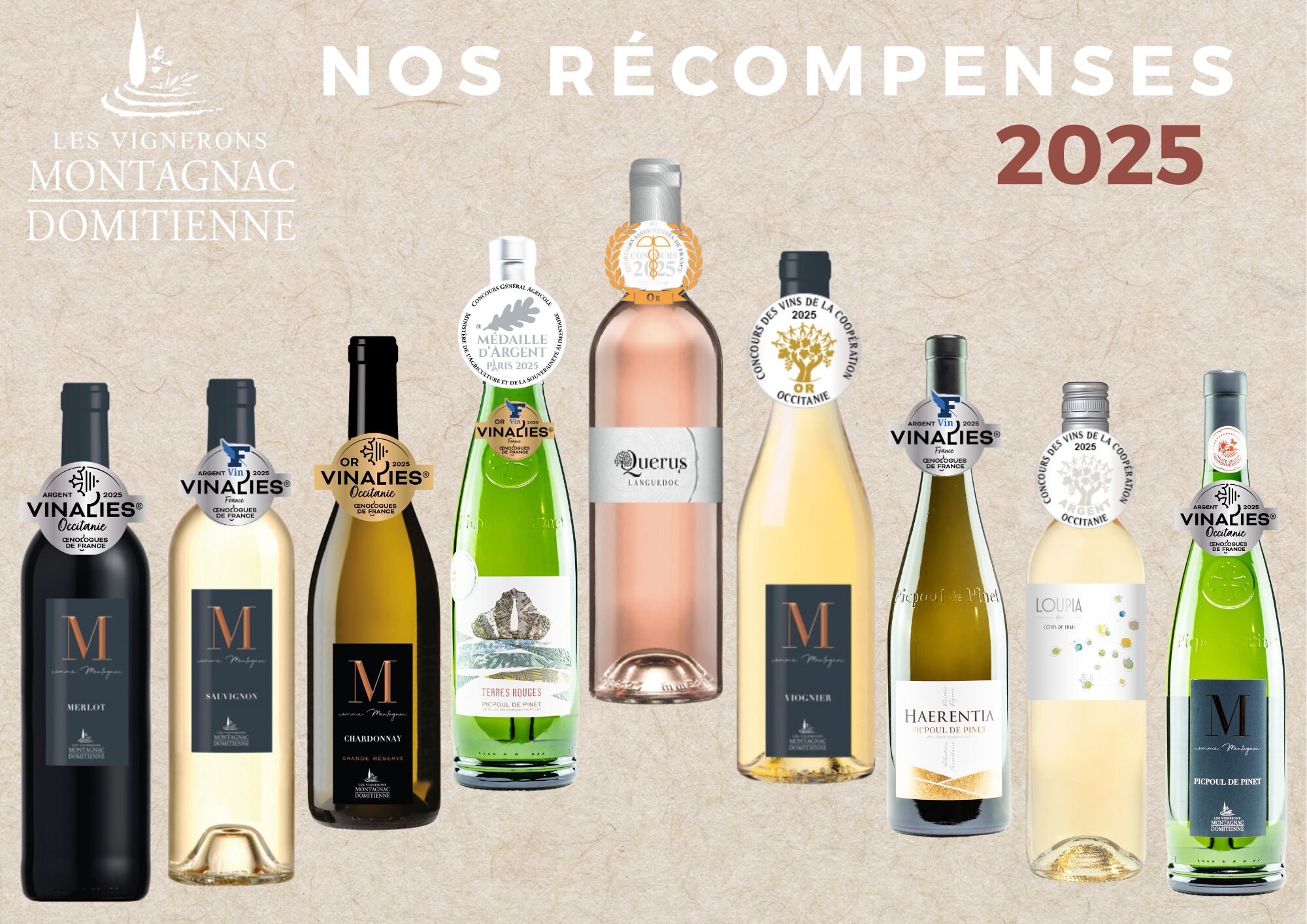 Les vins des Vignerons Montagnac Domitienne, récompensés en 2025